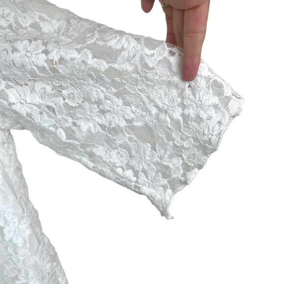 Womens Top Sz 3XL Asymmetric Fairy Lace Cottage Whimsigoth Coquette Semi Sheer - Picture 8 of 9